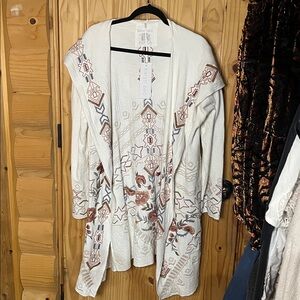 NWT Karyn Seo Billie Handmade Embroidered Cardigan Jacket with Hood